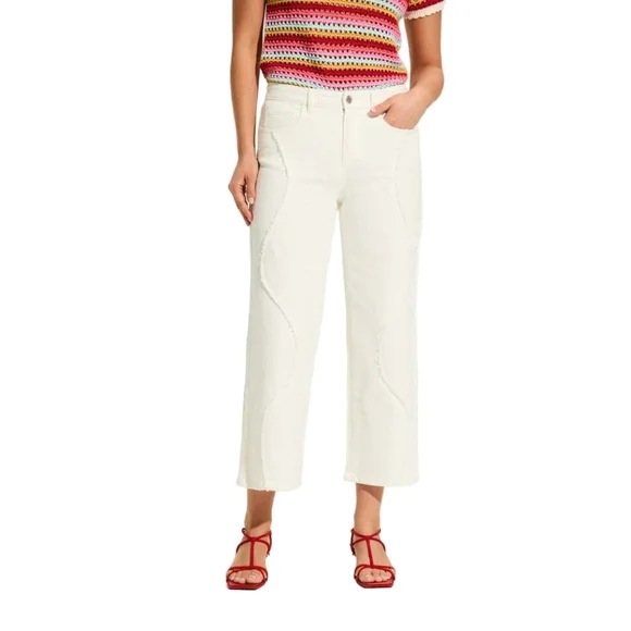 French Dressing Jeans FDJ Christina Wide Crop Ivory Size 12 MSRP $119 - Picture 5 of 8